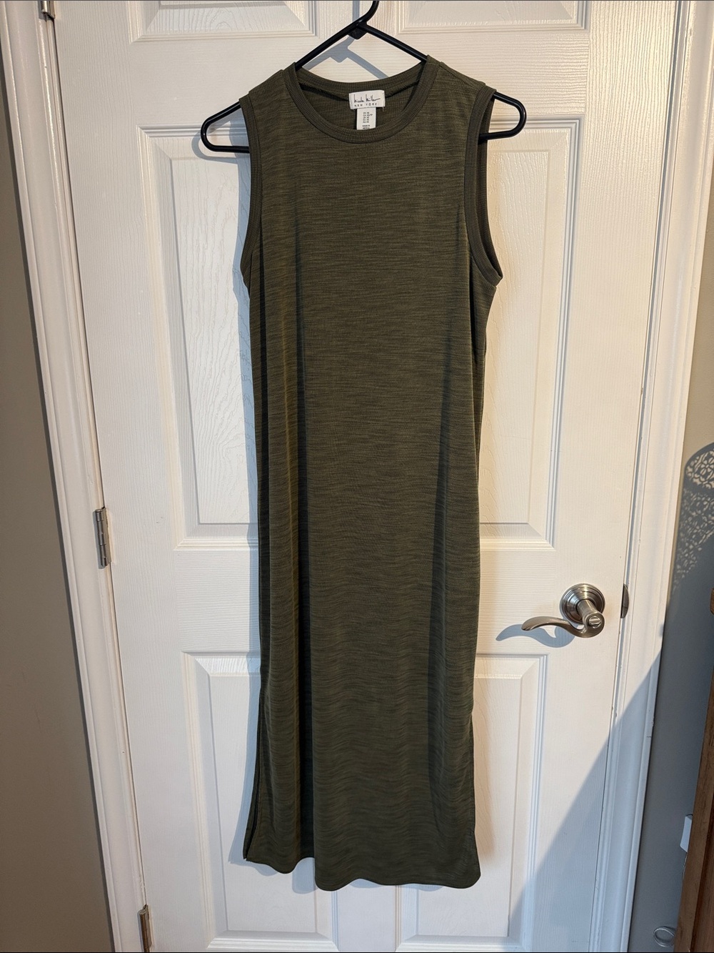 Nicole Miller Olive Green Sleeveless Maxi Dress